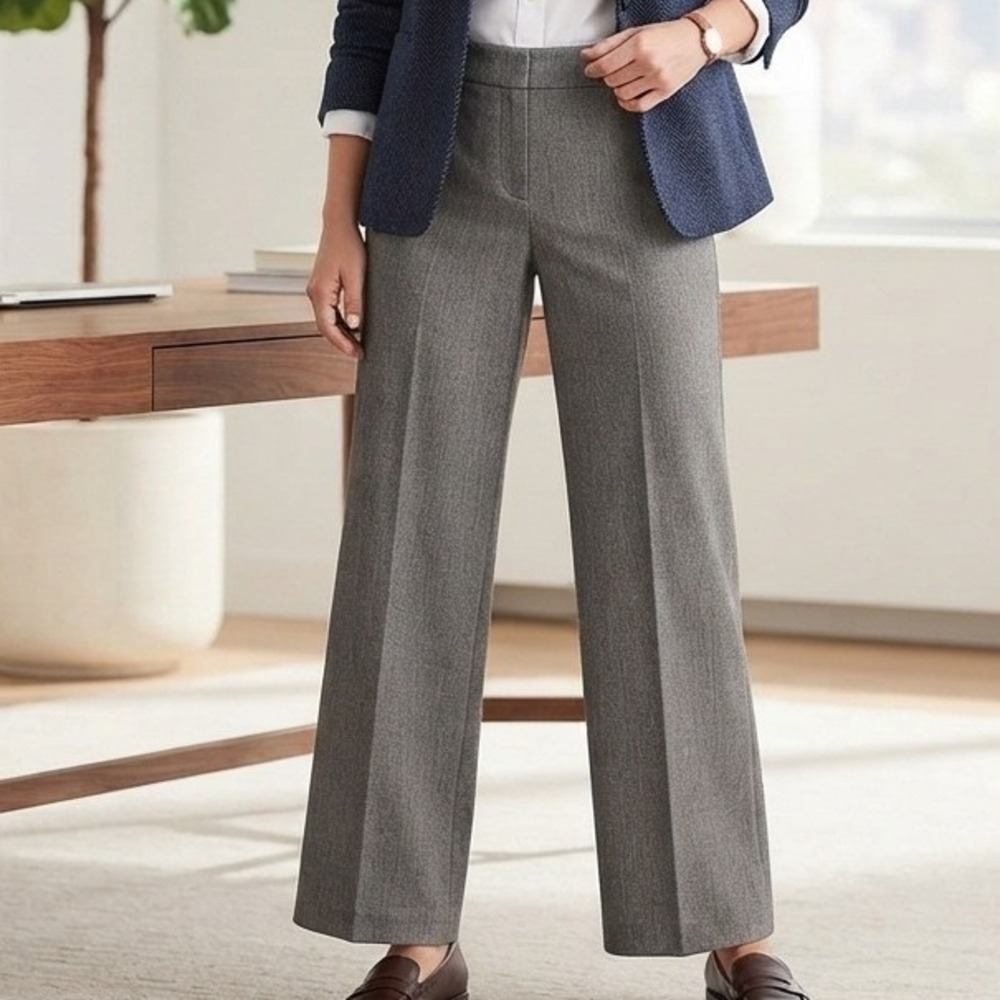 nwt Lane Bryant Houston Trousers 20 Wide Leg High Rise Dark Gray Button Pocket